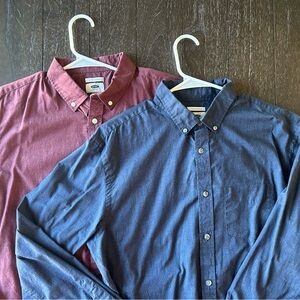 Old Navy Button Down Shirts Blue and Red - Size Large Slim fit